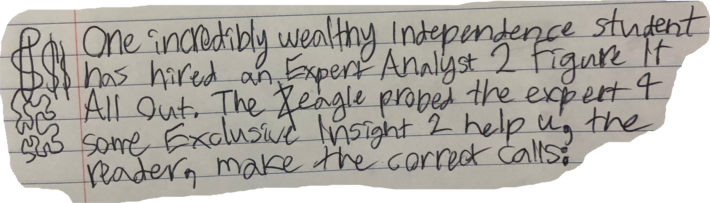 One incredibly wealthy Independence student has hired an Expert Analyst 2 Figure It All Out. The Zeagle probed the expert 4 some Exclusive Insight 2 help u, the reader, make the correct calls: